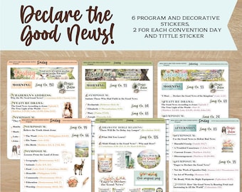 2024 Declare the good news convention program stickers /Talk titles  for each day/Notebook stickers