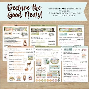2024 Declare the good news convention program stickers /Talk titles for each day/Notebook stickers image 1