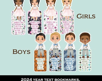 2024 Year text Children Bookmark /Psalm 56:3 / 8 bookmark designs/Jw gift/ Printable card/ Digital Download