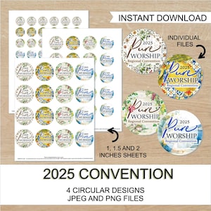 2025 Disegni circolari Pure Worship per progetti fai da te, adesivi, decorazioni per cupcake, portachiavi, file digitale
