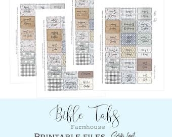 Bible Tabs Printable /Books of the Bible dividers/ Farmhouse Set 2 Scrip font/NWTB Tabs/ Bible Journaling/Digital file