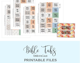 Bible Tabs Printable /Books of the Bible dividers/Umbrellas Set 1 Type font/NWTB Tabs/ Bible Journaling/Digital file