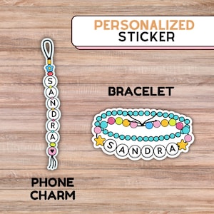 Personalized sticker with name /Waterproof Laminated Sticker/Bead bracelet/Phone charm sticker