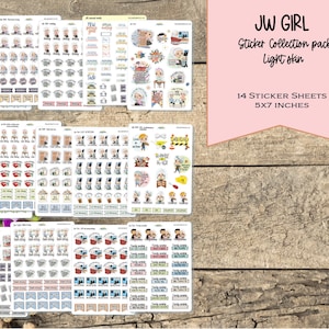 14 JW sticker sheets/ JW annual events and more /Planner stickers/sticker sheet/JW girl collection Light skin