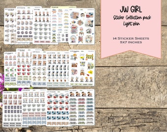14 JW sticker sheets/ JW annual events and more /Planner stickers/sticker sheet/JW girl collection Light skin