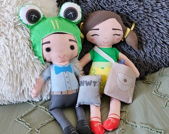 2 Doll Set, Girl and boy with accesories, Ready to be gifted,JW Cloth Dolls,Girl and boy soft toy,  Soft Doll, Rag Doll