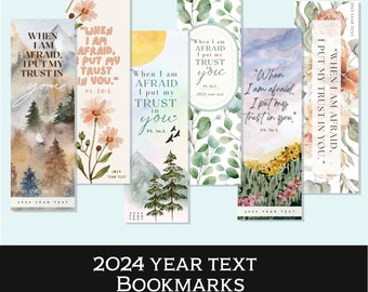 2024 Year text Bookmark/Psalms 56:3/ 6 bookmark designs/Jw gift/ Printable card/ Digital Download