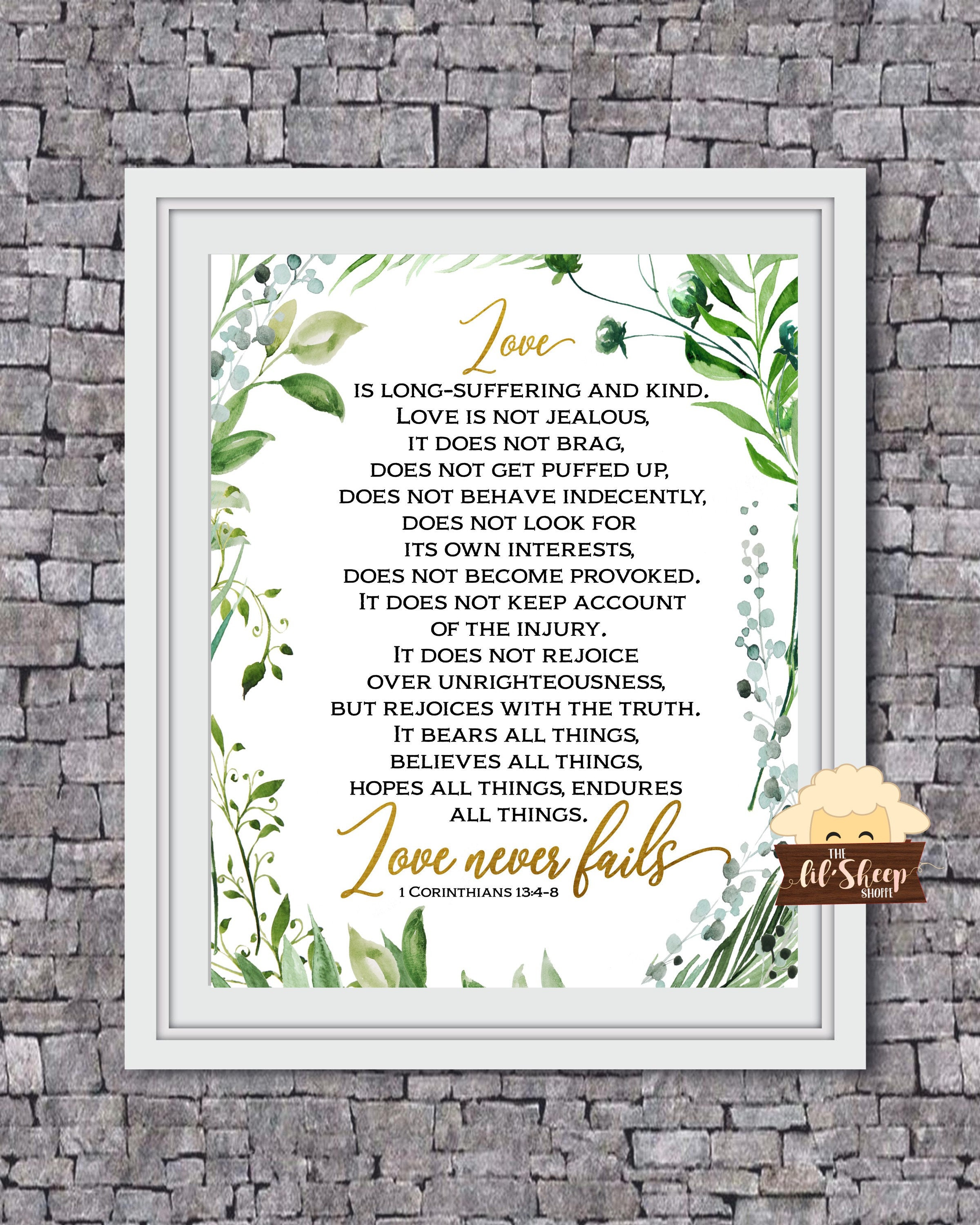 Home Décor Scripture Prints Digital Prints 1 Corinthians 13 Wall Art ...