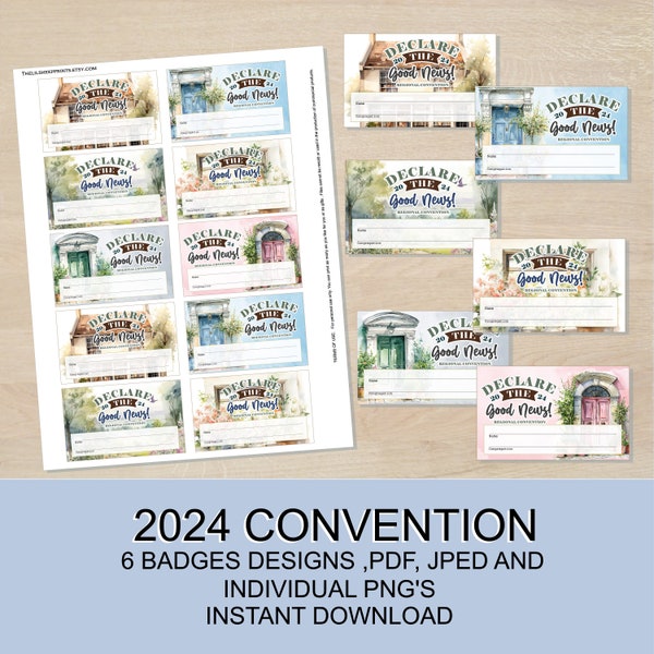 Convention Déclaration de bonne nouvelle 2024 Badges, porte-nom, fichier imprimable, téléchargement numérique
