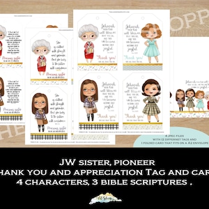 JW Sister, pioneer Thank you card and tags, Appreciation card, Thank you card