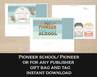 Pioneer school gift bag and tag/Pioneer gift/ JW gift/ Printable labels/ Digital Download/Blues