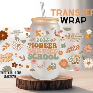 Pioneer school sticker/DIY Glass can 16 onz/Pioneer Gift/JW Gift/DIY Gift/Uv-dtf/Ready permanent waterresistant sticker