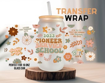 Pioneer school sticker/DIY Glass can 16 onz/Pioneer Gift/JW Gift/DIY Gift/Uv-dtf/Ready permanent waterresistant sticker