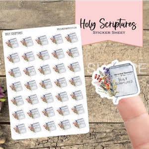 May include: A sticker sheet with 36 stickers of a closed book with flowers. The book has the text "New World Translation of the Holy Scriptures".