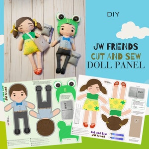 JW Dolls friends, Cut and Sew Panel, DIY Puppe, Stoffpuppe Muster, Mädchen und Junge Stofftier, DIY Stoffpuppe, Stoffpuppe