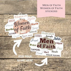 Men of faith/ Women of faith stickers/Personalized with name/Waterproof Laminated Sticker/Bible inspired sticker/Jw gift