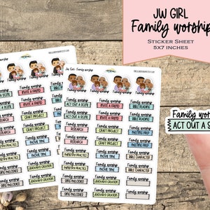 Family worship Planner stickers /Pioneer stickers/sticker sheet/JW girl collection