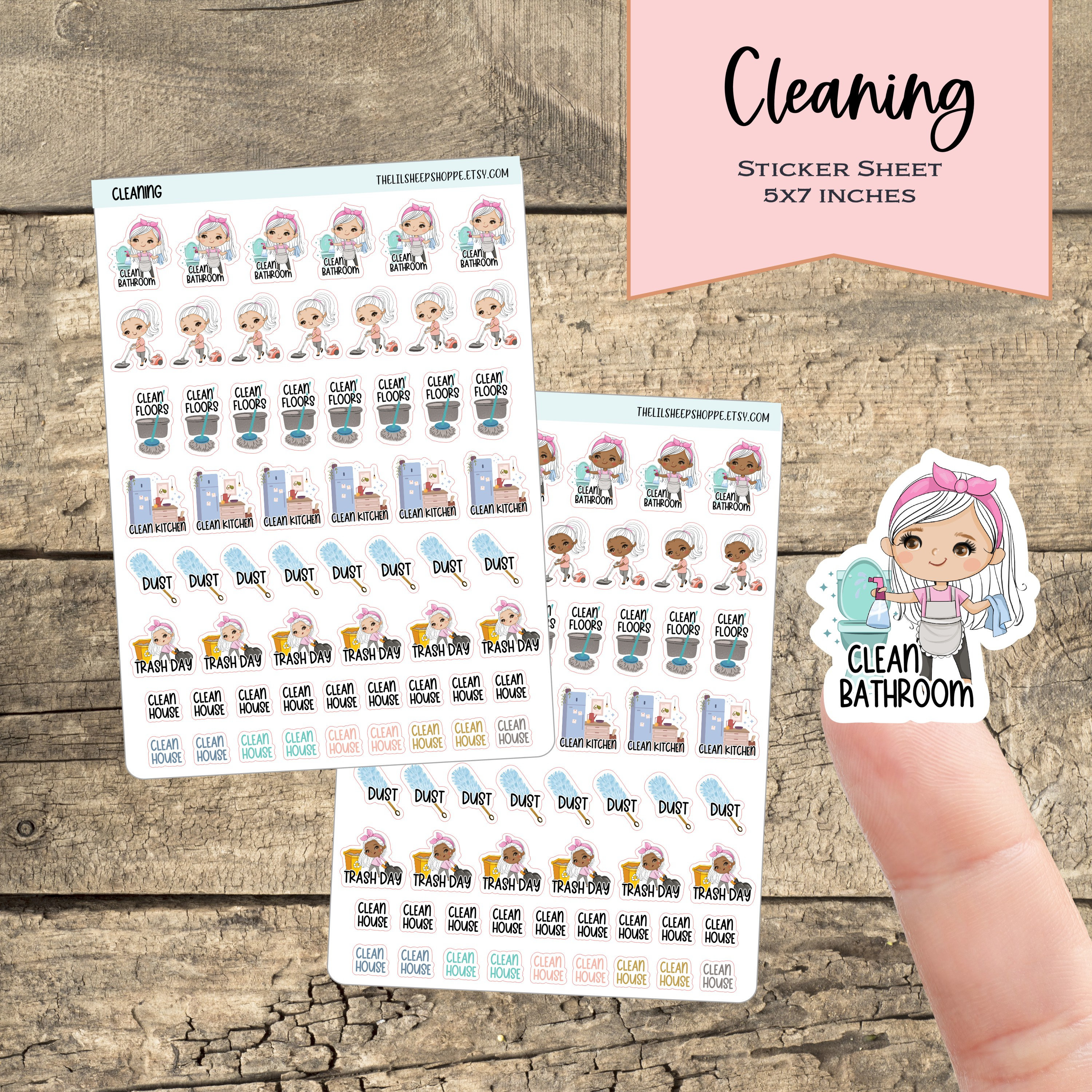 Cleaning Sticker Sheet/sticker 0.6 Inch /white Matte Stickers/tiny ...