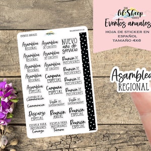 Eventos anuales de Testigos de Jehova hoja de stickers/Sticker/Blanco matte stickers/sticker para agendas
