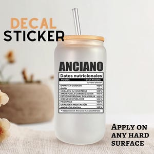 Anciano en espanol sticker/DIY mug, tumbler/Pioneer Gift/JW Gift/DIY Gift/Uv-dtf/Ready permanent water resistant sticker