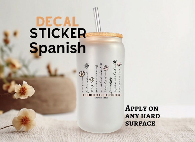 El fruto del espiritu wrap en espanol/DIY mug, tumbler/Pioneer Gift/JW Gift/DIY Gift/Uv-dtf/Ready permanent water resistant sticker image 1