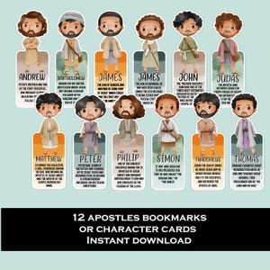12 apostelen bladwijzer of infokaart/12 tekens in 2 bladwijzerstijlen/Jw-cadeau/afdrukbare kaart/digitale download