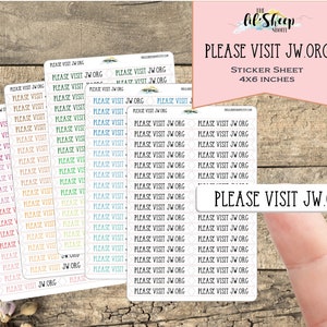 Please visit jw.org sticker sheet/Sticker/2 inches long /White matte stickers/Jw gift