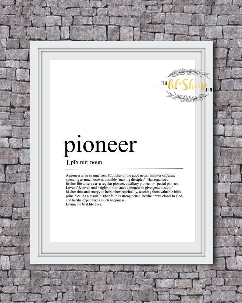 Jw Pioneer Definition/pioneer Gift/home Decor/ Printable Etsy Canada