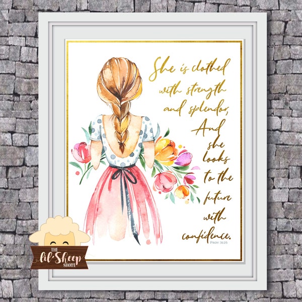 JW Bible scripture/Prov 31:25/ Print Art/JW Baptism/Young woman gift/ Printable Art/ Modern Wall Print/ Digital Download