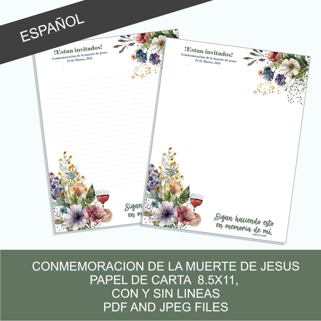 2024 Papel Para Cartas De Invitacion a La Conmemoracion/ Archivo Digital Pdf/jw Papel De Carta