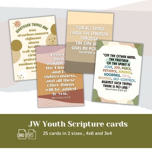 Cartões de escrituras para jovens JW, versículos bíblicos, cartões para adolescentes, pré-adolescentes, crianças, escola, download digital