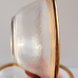 Vintage CIVE Italian Handblown Clear Frosted Glass with 24k Gold Rimmed Bowl/Bowls for Dips/Salad Bowls/Decorative Bowls/Small Bite Bowls