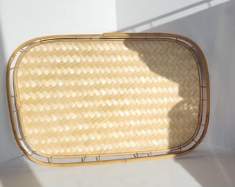 Vintage Rattan Serving Trays, Mid-Century, Boho/Organization Trays/Bamboo Trays/Cane Trays/Wicker Trays/MCM Trays/Trays to Display Decor