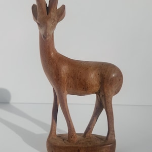 Vintage Handcarved Wood Gazelle/Antelope/Midcentury Wood Carvings/African Animal Carvings/Antelope Figure/Carved Wood Figurines/Wood Statue