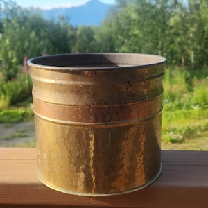 Vintage Large Brass and Copper Indoor Planter/Brass Planter from India/Large Brass Planter/Vintage Brass with Aged Patina/Vintage Plant Pot