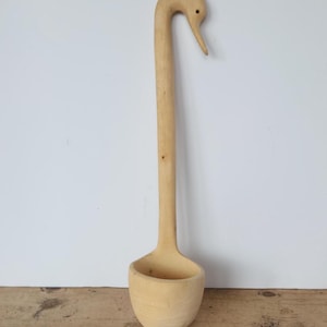 Vintage Raw Wood Hand Carved Wood Sauna Ladle or Soup Ladle/Duck Decor/Handmade Wood Decor/Animal Shaped Spoon/Folk Art Ladle/Animal Decor