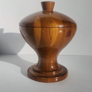 Vintage Handcarved Wood Lidded Box/Wood Box with Lid/Wood Containers/Decorative Wood Box/Pedestal Box/Footed Box/Velvet Lined Box/Unique Box