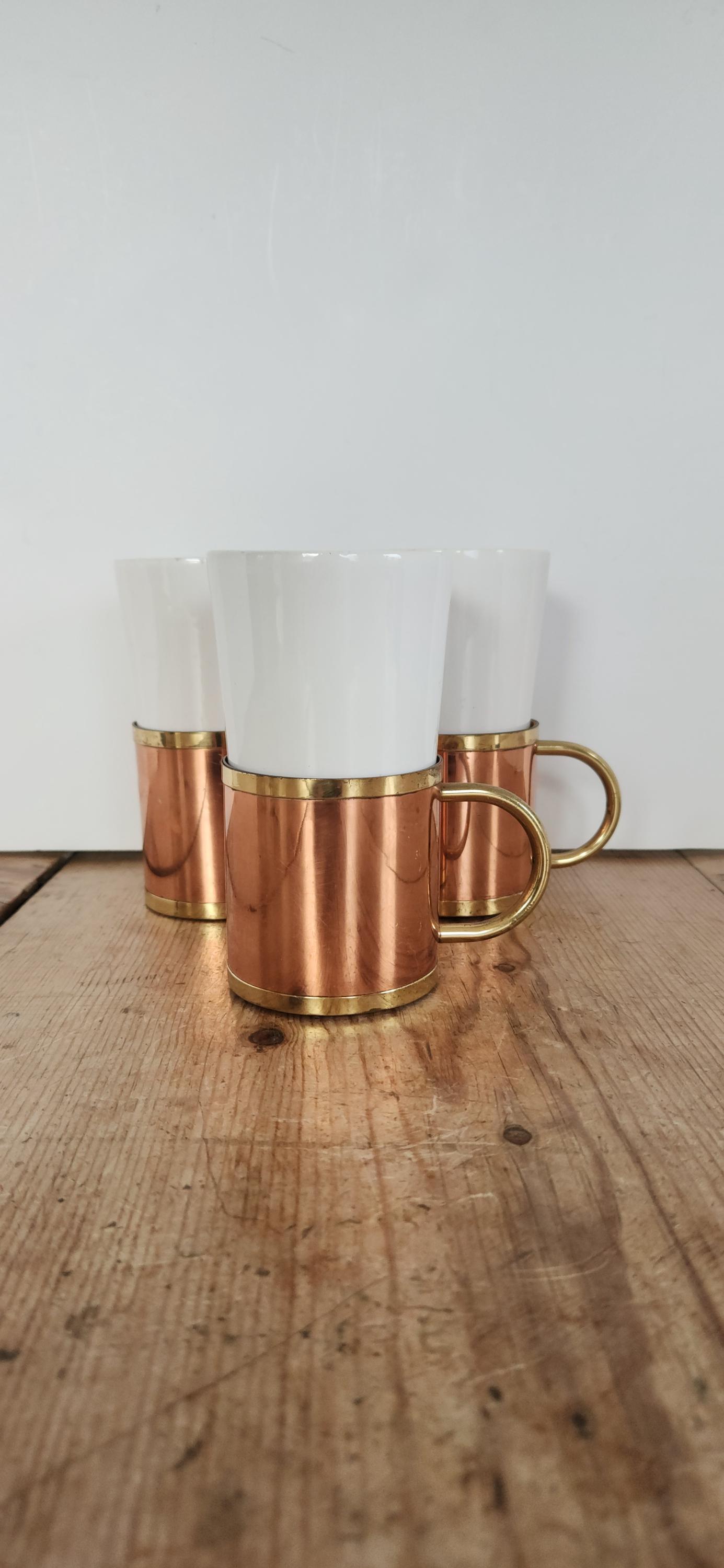 Vintage Set of Three Turkish Copper, Brass, and White Ceramic Coffee Cups/irish  Coffee Mug Set - Etsy