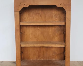 Vintage Handmade Wood Display Shelf, Adjustable Wall Curio for Cottage Decor