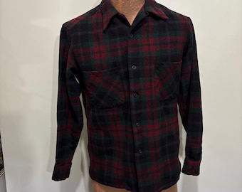 Pendleton M Tartanrutig Ull Långärmad Boardskjorta Vintage Tillverkad i USA