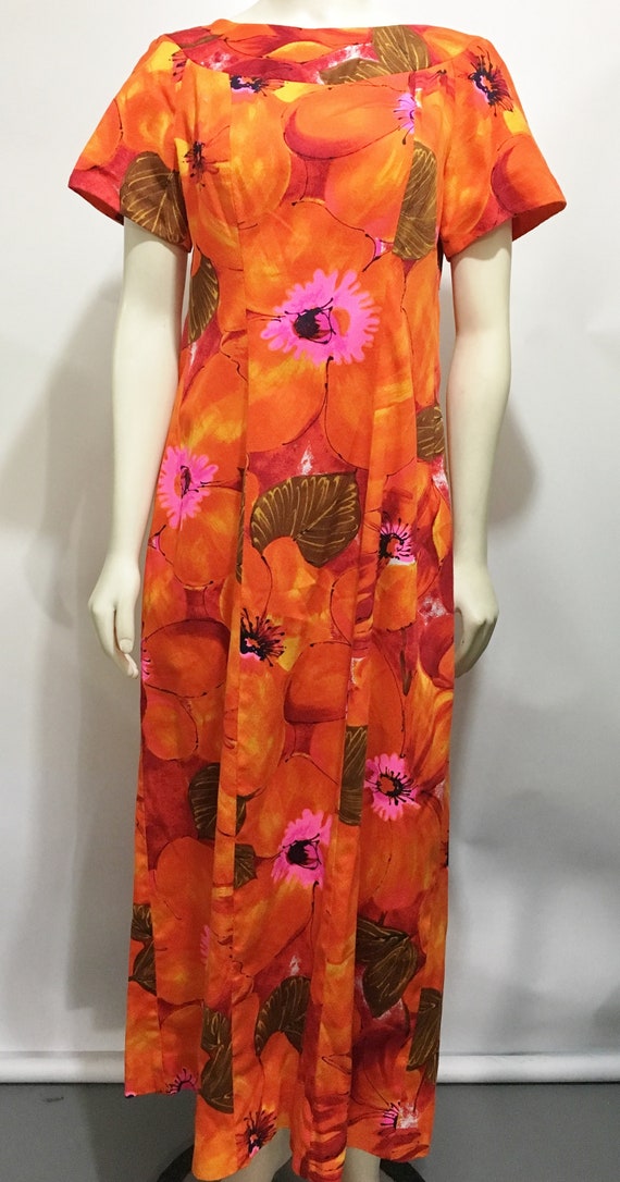 Alice Polynesian Fashions S Orange Barkcloth Aloha