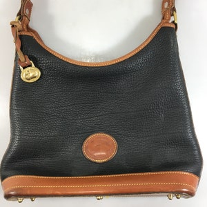 Dooney Bourke Black Pebbled All Weather Leather Shoulder Bag Duck Charm Vintage