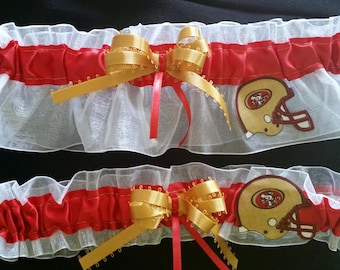 San Francisco 49ers Wedding Garter with charm Toss    Handmade  Satin W-SSW