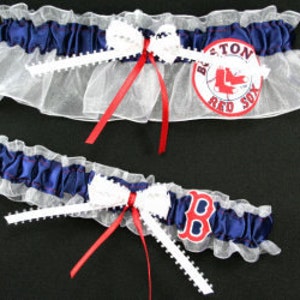 Boston Red Sox bruiloft kousenband set handgemaakt