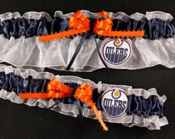 Ensemble jarretière de hockey des Oilers d'Edmonton de la LNH avec noms ou date