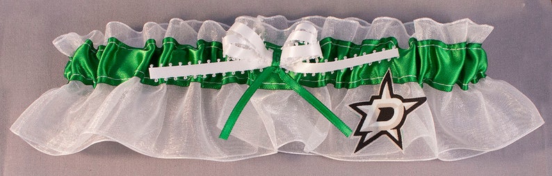 Dallas Stars Handcrafted Bridal Wedding Garter Can Be Personalized