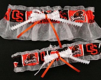 Oregon State Beavers Wedding Garter Set  Handmade