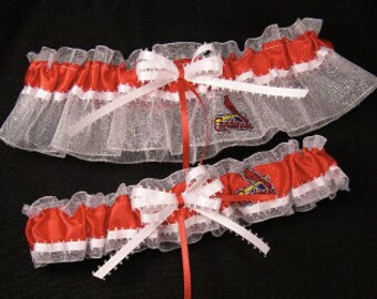 St. Louis Cardinals Wedding Garter Set  Handmade