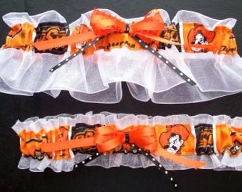 Oklahoma State Cowboys Wedding Garter Set  Handmade