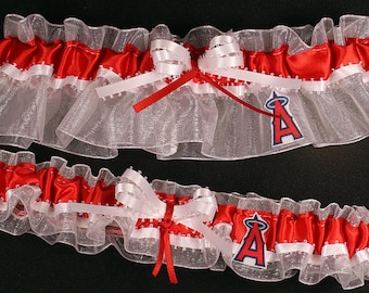 Los Angeles Angels Wedding Garter Set  Handmade